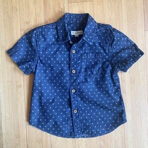 Tucker and Tate Boys 3T Short Sleeve Button Up Shirt Blue Denim with Stars